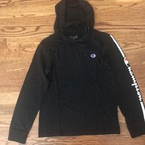 Boys Champion L/S hooded tee. Medium